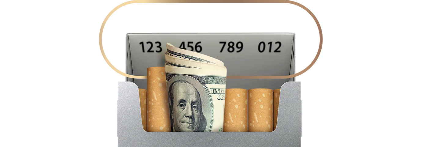 Top of a Winston Pack of Cigarettes displaying the Pack code under the lid